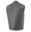 Milwaukee Leather MLM3509 Men's Black Premium Leather Vest - Old Glory Laced Armholes White Stitching Club Style Vest