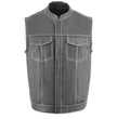 Milwaukee Leather MLM3509 Men's Black Premium Leather Vest - Old Glory Laced Armholes White Stitching Club Style Vest