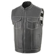 Milwaukee Leather MLM3509 Men's Black Premium Leather Vest - Old Glory Laced Armholes White Stitching Club Style Vest