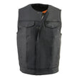 Milwaukee Leather MLM3511 Men's Black Collarless Snap/Zipper Club Style Motorcycle Leather Vest