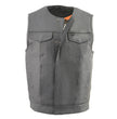 Milwaukee Leather Men's MLM3515 Black Premium Collarless Club Style Motorcycle Vest w/ Cool-Tec Leather Treatment