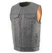 Milwaukee Leather Men's MLM3515 Black Premium Collarless Club Style Motorcycle Vest w/ Cool-Tec Leather Treatment