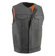 Milwaukee Leather Men's MLM3515 Black Premium Collarless Club Style Motorcycle Vest w/ Cool-Tec Leather Treatment