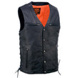 Milwaukee Leather MLM3517 Men's Black Premium Leather Classic V-Neck Side Lace Motorcycle Rider Vest