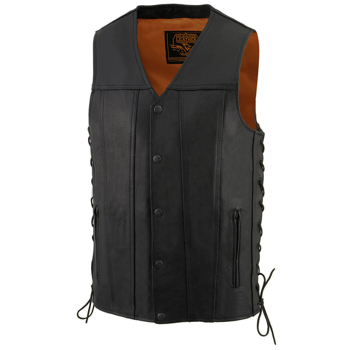 Milwaukee Leather MLM3520 Men's Black Leather Vest - Classic V