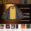 Milwaukee Leather MLM3520 Men's Black Leather Vest - Classic V-Neck Straight Bottom Side Lace Motorcycle Rider Vest