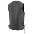 Milwaukee Leather MLM3521 Men's Distress Grey Leather Vest - V-Neck Straight Bottom Side Lace Motorcycle Rider Vest
