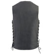 Milwaukee Leather MLM3521 Men's Distress Grey Leather Vest - V-Neck Straight Bottom Side Lace Motorcycle Rider Vest