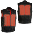 Milwaukee Leather MLM3523SET Men's Black 'Heated' Collarless Moto Leather Vest - for Winter Cold Weather