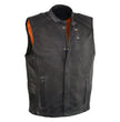 Milwaukee Leather MLM3523SET Men's Black 'Heated' Collarless Moto Leather Vest - for Winter Cold Weather