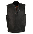 Milwaukee Leather MLM3523SET Men's Black 'Heated' Collarless Moto Leather Vest - for Winter Cold Weather