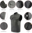 Milwaukee Leather MLM3524SET Men's All Season Black Premium Leather Motorcycle vest w/ Heated and Cool-Tec Technology