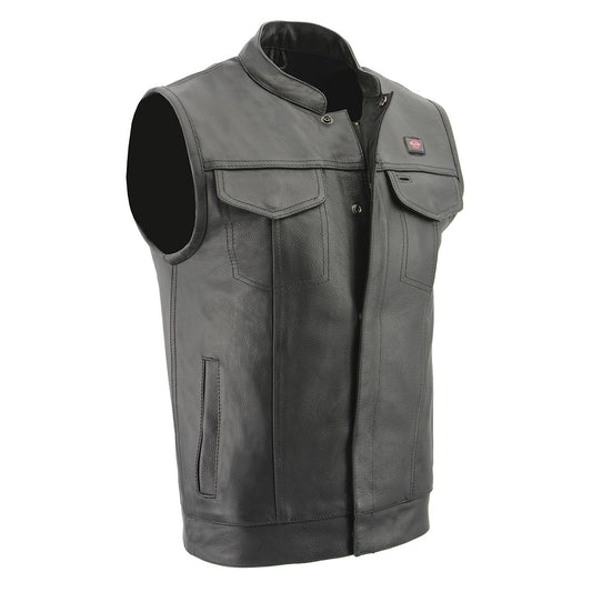 Milwaukee Leather MLM3524SET Men's All Season Black Premium Leather Motorcycle vest w/ Heated and Cool-Tec Technology