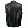 Milwaukee Leather MLM3527 Men's Black 'Paisley' Accented w/ Orange Stitching Leather Vest – / Armhole Trim