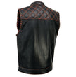 Milwaukee Leather MLM3527 Men's Black 'Paisley' Accented w/ Orange Stitching Leather Vest – / Armhole Trim