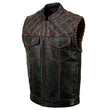 Milwaukee Leather MLM3527 Men's Black 'Paisley' Accented w/ Orange Stitching Leather Vest – / Armhole Trim