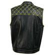 Milwaukee Leather MLM3528 Men's Black Paisley Lined Leather Vest w/ Neon Green Stitching & Armhole Trim