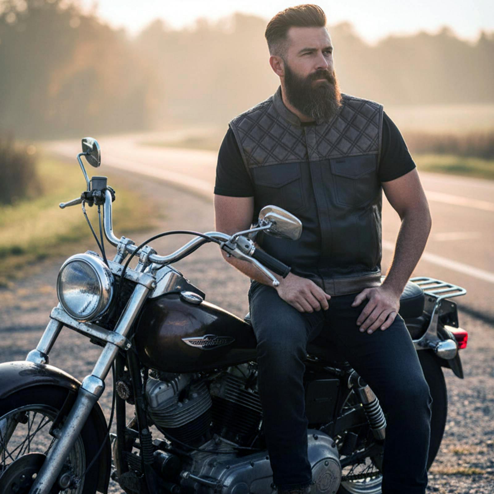 Milwaukee Leather MLM3529 Men's Black & Brown Paisley Lined Leather Vest w/ Accent Stitching & Armhole Trim