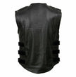 Milwaukee Leather MLM3530 Men's Black Swat Tactical Style Leather Vest Club Patch Accessible Single Panel Back Vest
