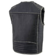Milwaukee Leather MLM3536 Men's Distressed Grey Leather Collarless Motorcycle Rider Vest