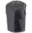 Milwaukee Leather MLM3536 Men's Distressed Grey Leather Collarless Motorcycle Rider Vest