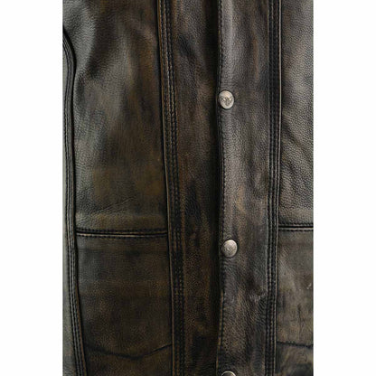 Milwaukee Leather MLM3540 Men's Roulette Distressed Brown 10 Pocket Motorcycle Leather Vest