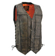 Milwaukee Leather MLM3540 Men's Roulette Distressed Brown 10 Pocket Motorcycle Leather Vest