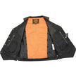Milwaukee Leather MLM3541 Men's Roulette Black Premium Leather 10 Pocket Motorcycle Vest w/ Cool-Tec Leather Treatment