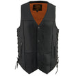 Milwaukee Leather MLM3541 Men's Roulette Black Premium Leather 10 Pocket Motorcycle Vest w/ Cool-Tec Leather Treatment