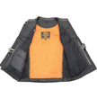 Milwaukee Leather MLM3560 Men's Black Leather Vest - Reflective Piping Elasticized Waist Open Neck Motorcycle Vest