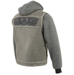 Milwaukee Leather MLM3562 Men's Leather Vest w/ Removeable Hoodie - Distress Grey Reflective Skulls Motorcycle Vest
