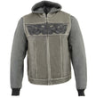 Milwaukee Leather MLM3562 Men's Leather Vest w/ Removeable Hoodie - Distress Grey Reflective Skulls Motorcycle Vest