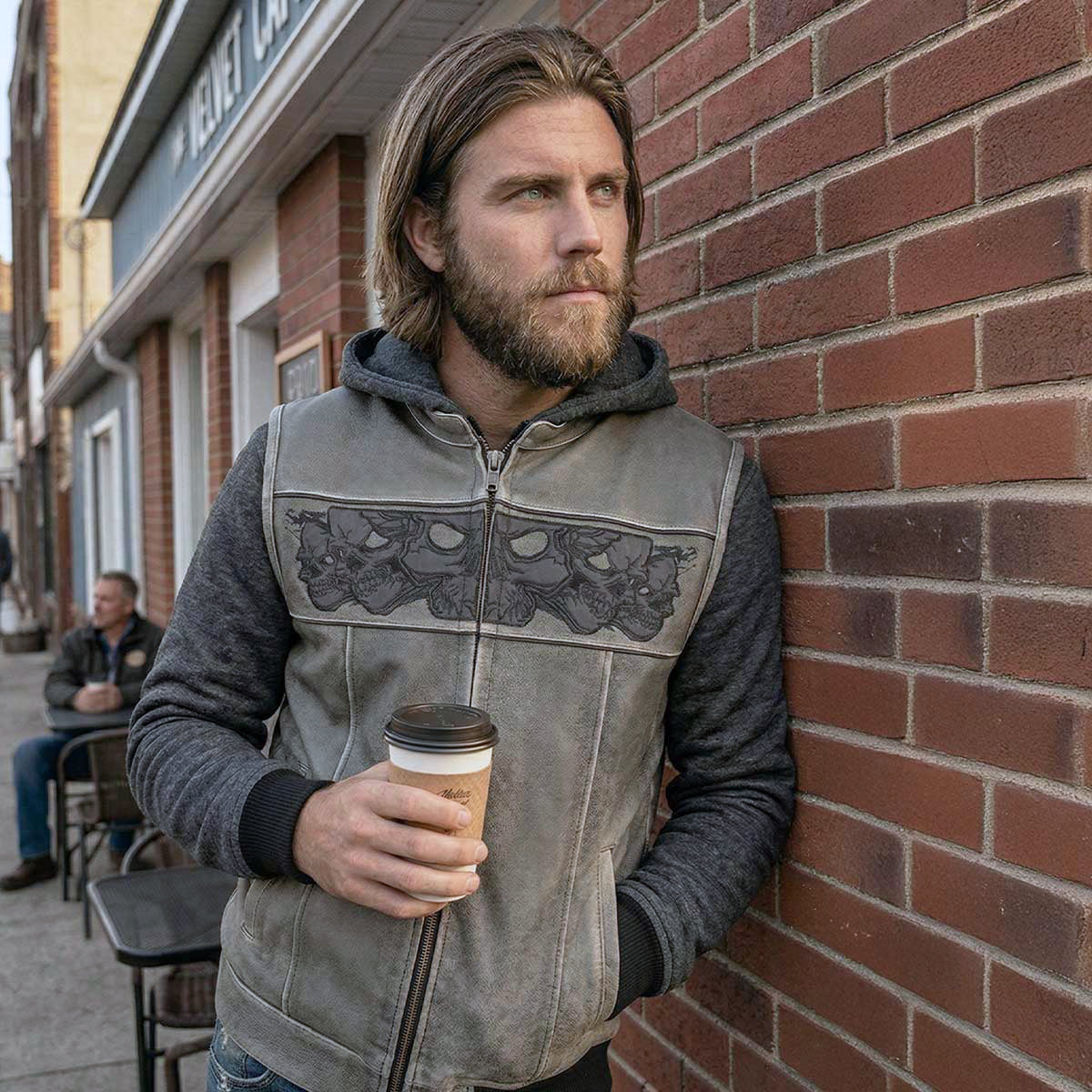 Milwaukee Leather Men's 2-in-1 Distressed Grey Leather Vest, MLM3562