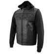 Milwaukee Leather MLM3563 Men's Leather Vest w/ Removeable Hoodie - Black 2 in 1 Reflective Skulls Motorcycle Vest