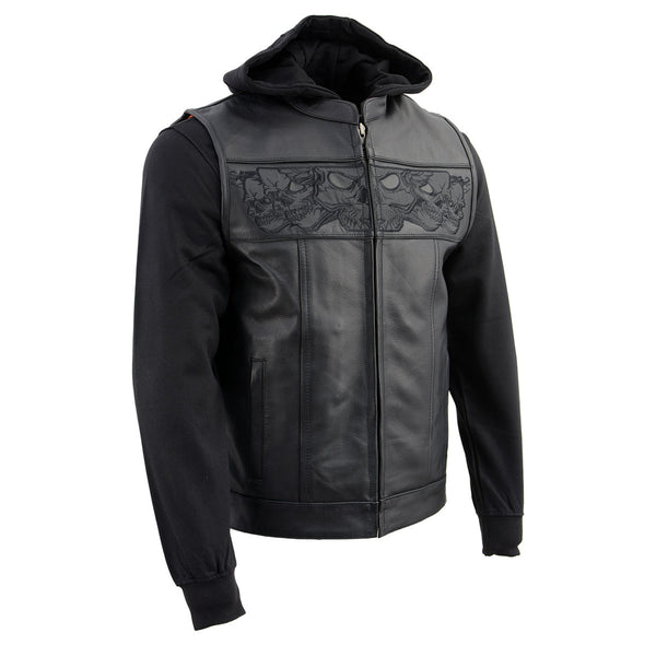 Milwaukee Leather MLM3563 Men's Leather Vest w/ Removeable Hoodie