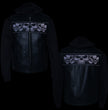 Milwaukee Leather MLM3563 Men's Leather Vest w/ Removeable Hoodie - Black 2 in 1 Reflective Skulls Motorcycle Vest