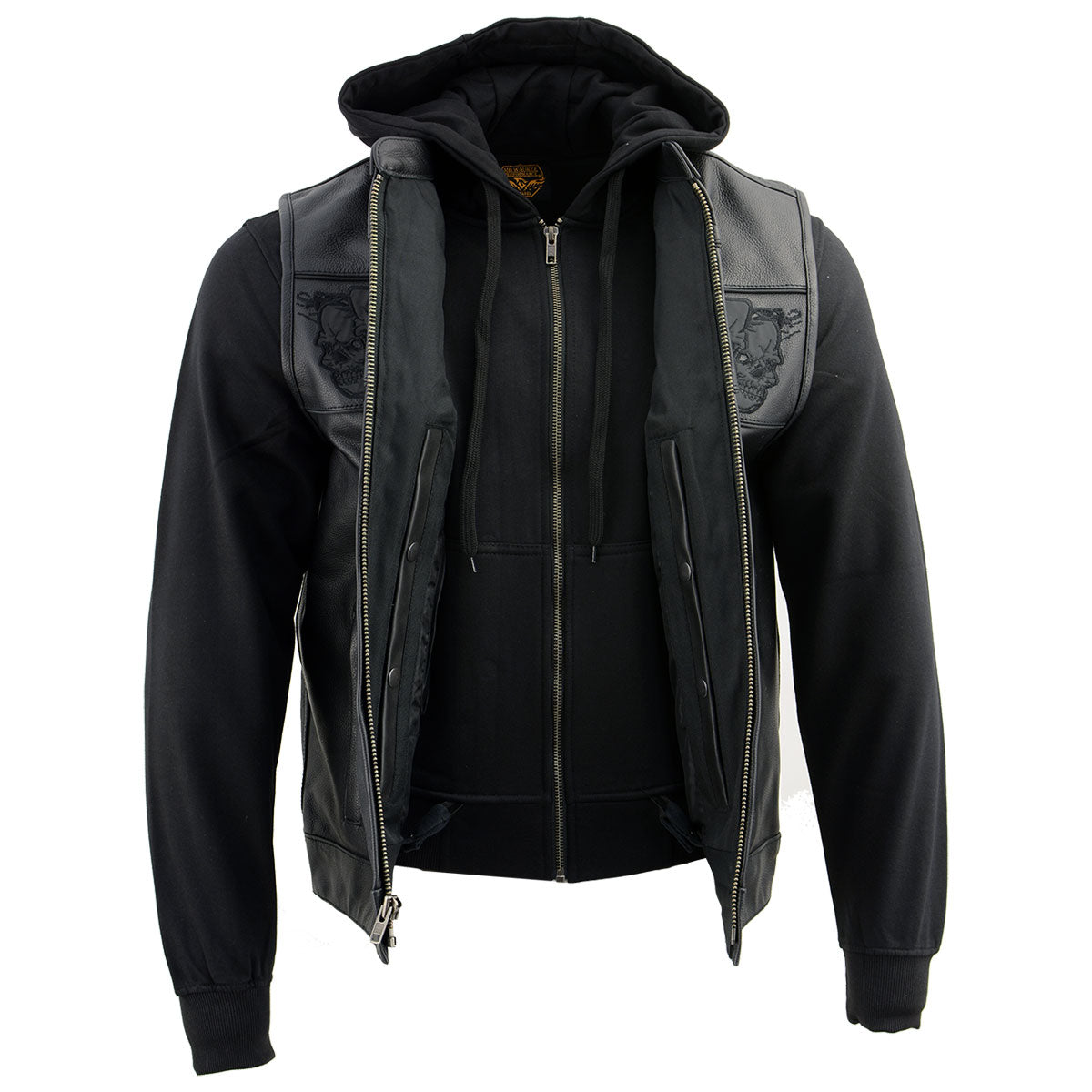 Milwaukee Leather MLM3563 Men's Hell Raiser 2 in 1 Black Leather