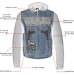Milwaukee Leather MLM3561 Men's Leather Vest w/ Removeable Hoodie- Distress Brown Reflective Skulls Motorcycle Vest