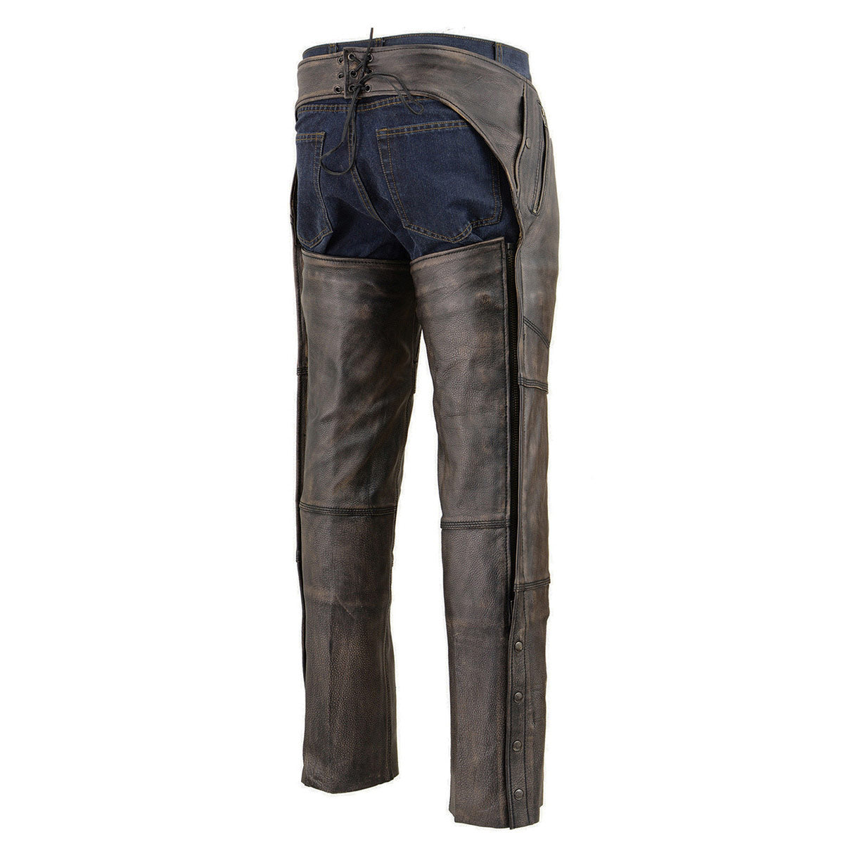 Milwaukee Leather Chaps for Men's Distressed Brown Leather Snap