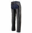 Milwaukee Leather MLM5502 Men's Black Premium Leather Motorcycle Rider Chaps w/ Cool-Tec Leather Treatment