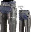 Milwaukee Leather MLM5505 Men's Removal Thermal Lined Black Premium Leather Motorcycle Chaps w/ Cool-Tec Leather