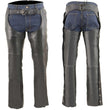Milwaukee Leather MLM5505 Men's Removal Thermal Lined Black Premium Leather Motorcycle Chaps w/ Cool-Tec Leather