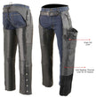 Milwaukee Leather MLM5505 Men's Removal Thermal Lined Black Premium Leather Motorcycle Chaps w/ Cool-Tec Leather