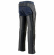 Milwaukee Leather MLM5513 Men's Black 'Heated' Motorcycle Leather Winter Chaps with Zippered Thigh Pockets