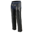Milwaukee Leather MLM5513 Men's Black 'Heated' Motorcycle Leather Winter Chaps with Zippered Thigh Pockets