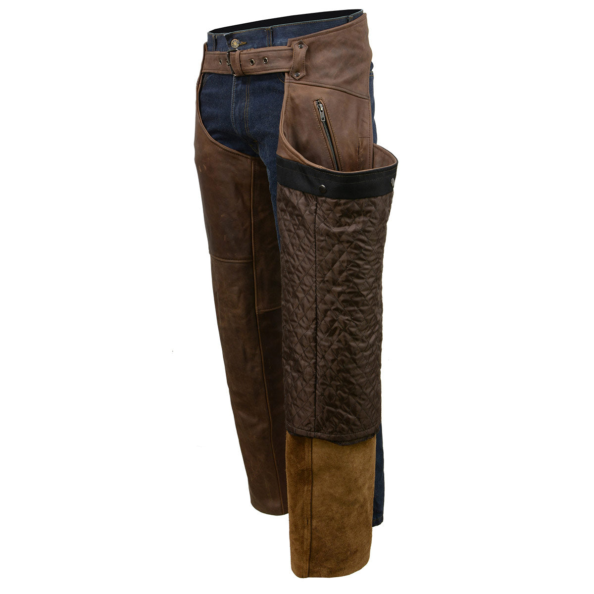 Milwaukee Leather Chaps for Men's Vintage Crazy Horse Brown