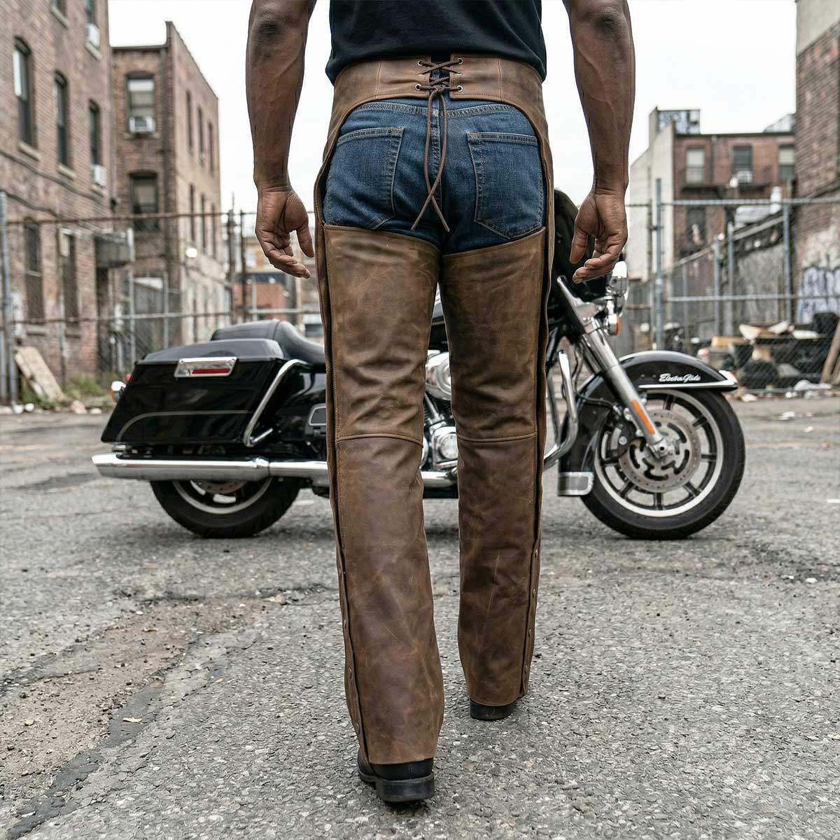 Milwaukee Leather Chaps for Men's Vintage Crazy Horse Brown