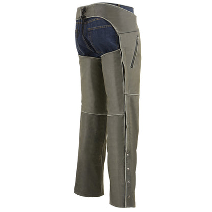 Milwaukee Leather MLM5536 Men's Vintage Grey Slate Leather Chaps with Deep Thigh Pockets