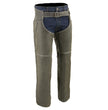 Milwaukee Leather Chaps for Men's Vintage Grey Slate Leather - Deep Zipped Thigh Pockets Motorcycle Chap - MLM5536