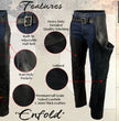 Milwaukee Leather USA MADE MLM5570 Men's Black Enfold Classic Premium Leather Motorcycle Chaps with Jean Pockets